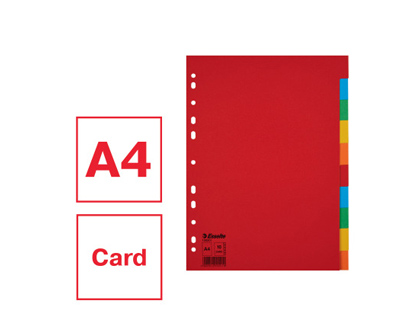 SEPARADOR ESSELTE CARTULINA JUEGO DE 10 SEPARADORES FOLIO MULTITALADRO