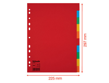 SEPARADOR ESSELTE CARTULINA JUEGO DE 10 SEPARADORES FOLIO MULTITALADRO