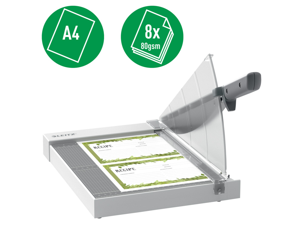 GUILLOTINA LEITZ MANUAL HOME DIN A4 LARGO DE CORTE 330 MM CAPACIDAD 8 HOJAS
