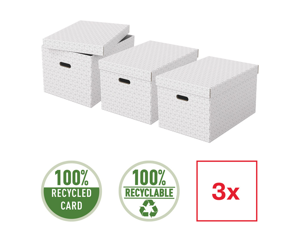 CAJA ALMACENAMIENTO ESSELTE GRANDE COLOR BLANCO 510X355X305 MM PACK DE 3 UNIDADES