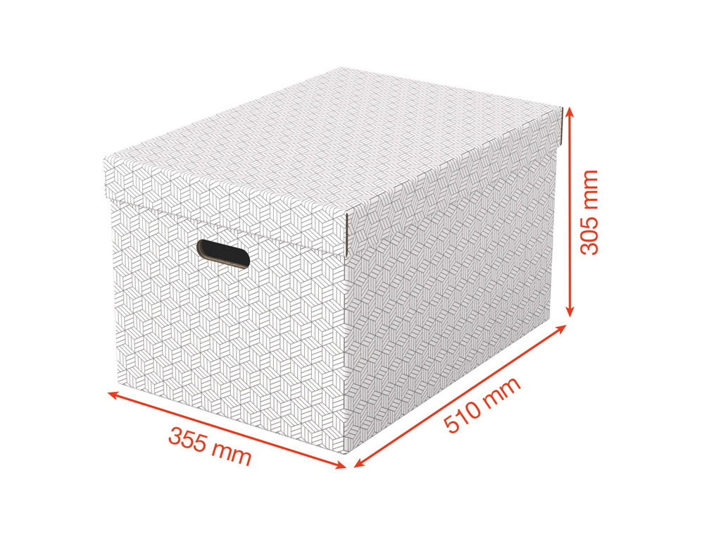 CAJA ALMACENAMIENTO ESSELTE GRANDE COLOR BLANCO 510X355X305 MM PACK DE 3 UNIDADES