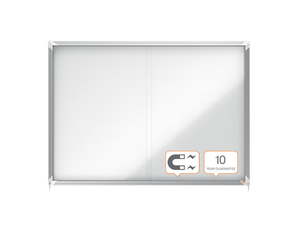 VITRINA DE ANUNCIOS NOBO PREMIUM PLUS CON PUERTA CORREDERA FONDO MAGNETICO 18 X DIN A4 HOJAS 997X1412X54 MM