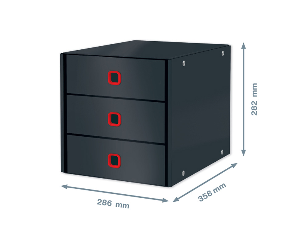 FICHERO CAJONES DE SOBREMESA LEITZ CLICK&STORE 3 CAJONES COLOR GRIS 290X283X360 MM