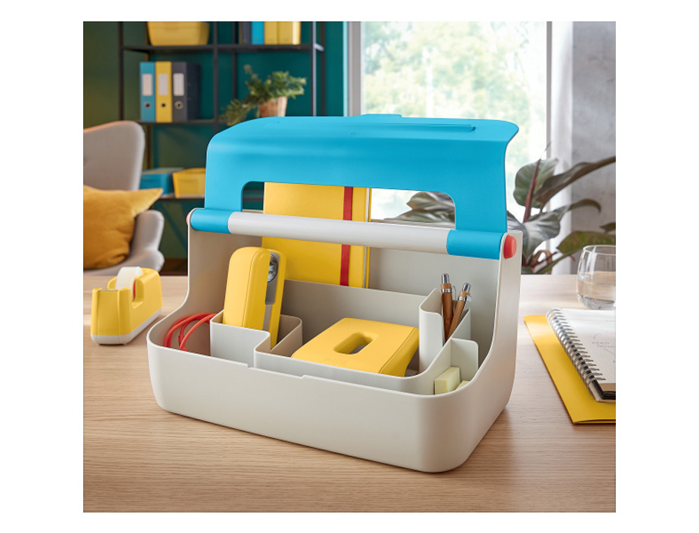 CAJA DE ALMACENAMIENTO LEITZ COSY CARRY BOX COLOR AZUL 367X214X196 MM