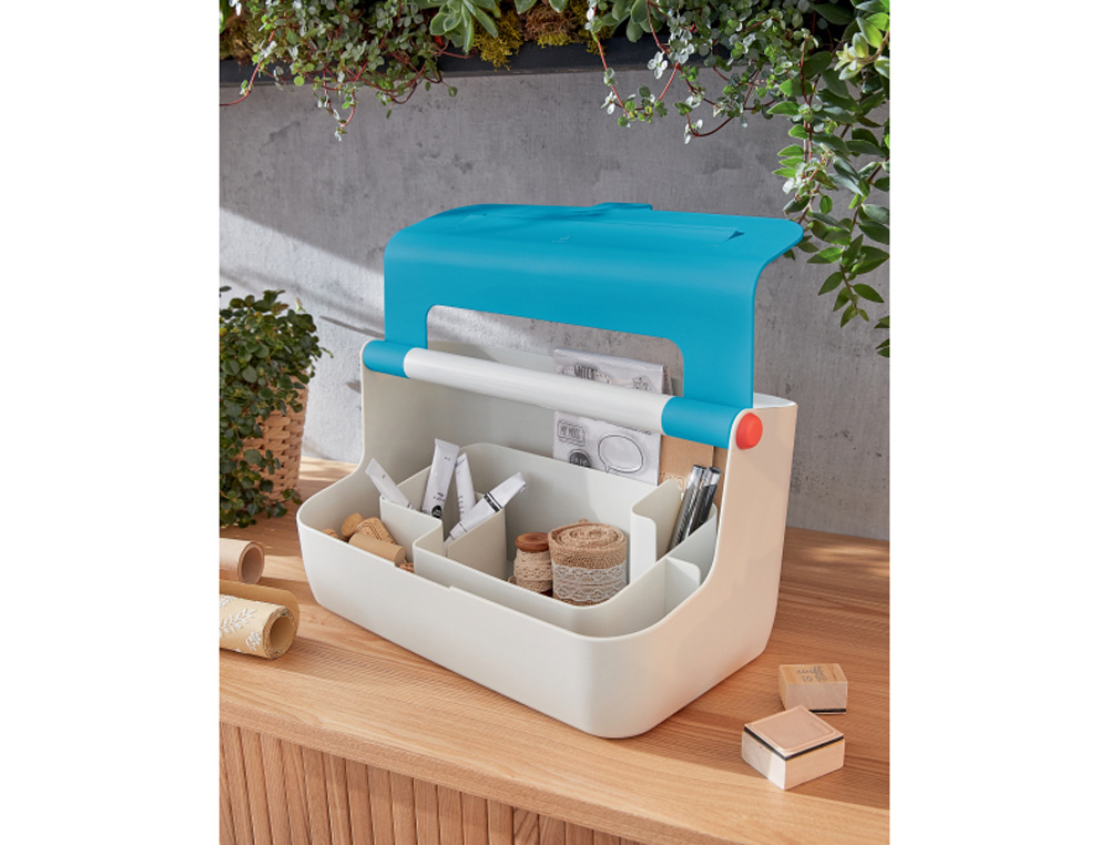 CAJA DE ALMACENAMIENTO LEITZ COSY CARRY BOX COLOR AZUL 367X214X196 MM