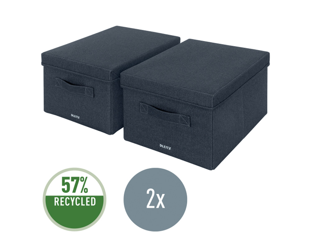 CAJA DE ALMACENAMIENTO LEITZ TELA PLEGABLE CON TAPA M COLOR GRIS TERCIOPELO 285X203X380 MM