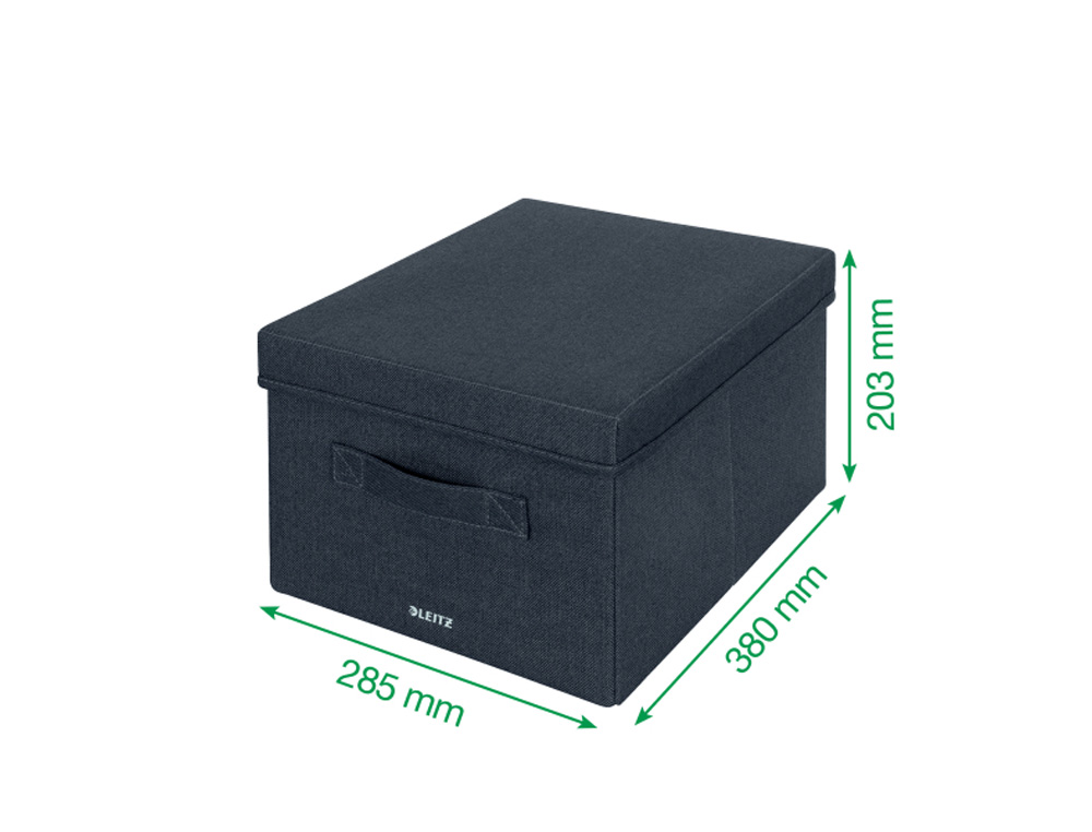 CAJA DE ALMACENAMIENTO LEITZ TELA PLEGABLE CON TAPA M COLOR GRIS TERCIOPELO 285X203X380 MM