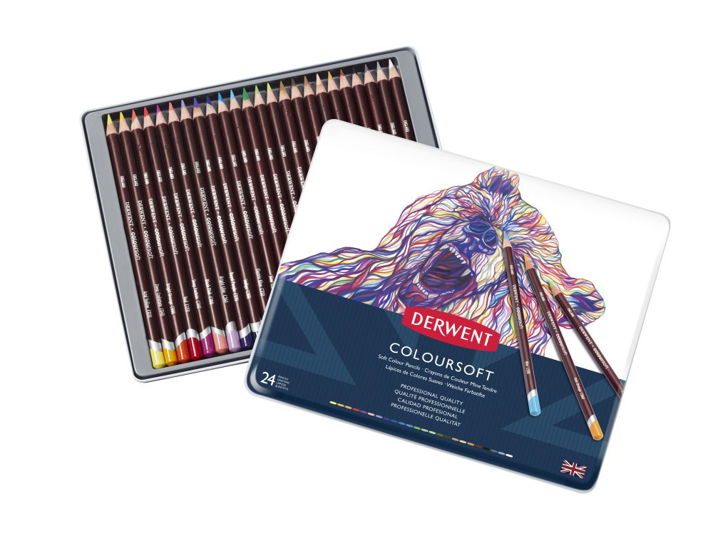 LAPICES DE COLORES DERWENT COLOURSOFT CAJA DE 24 UNIDADES COLORES SURTIDOS