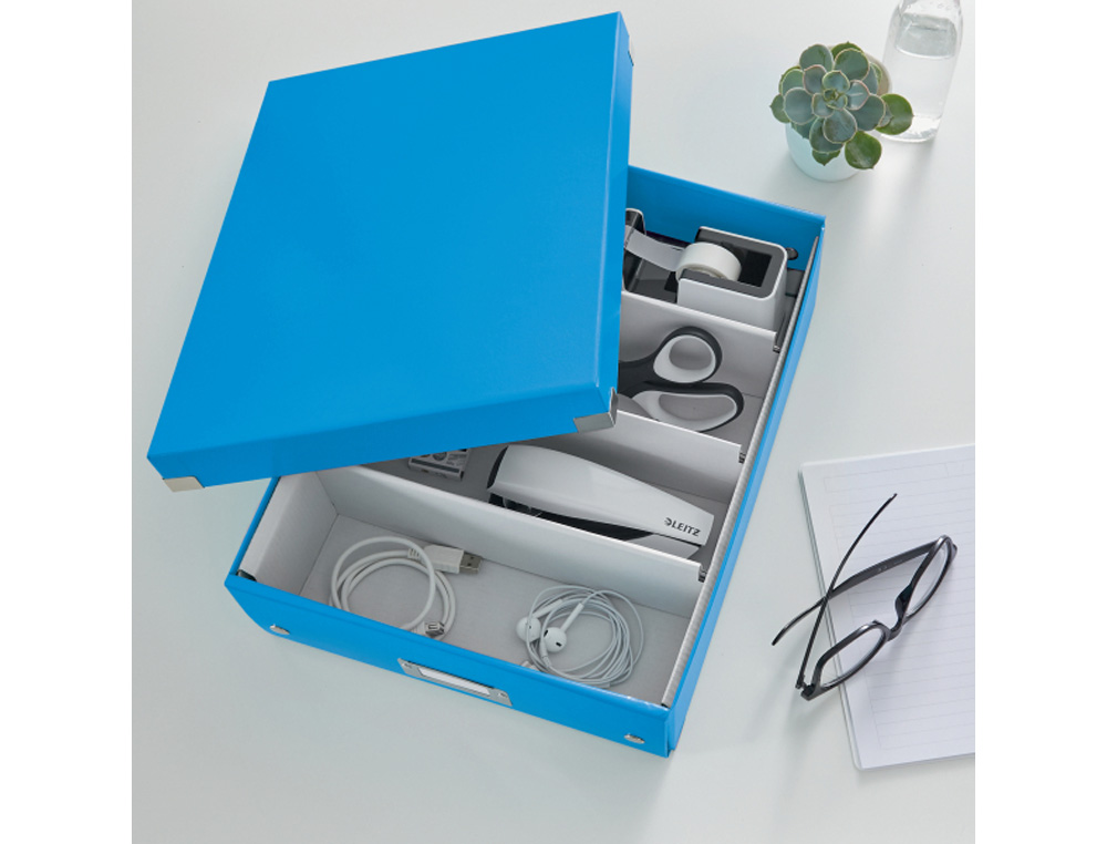 CAJA DE ALMACENAMIENTO LEITZ CLICK&STORE MEDIANA COLOR AZUL 280X100X370 MM