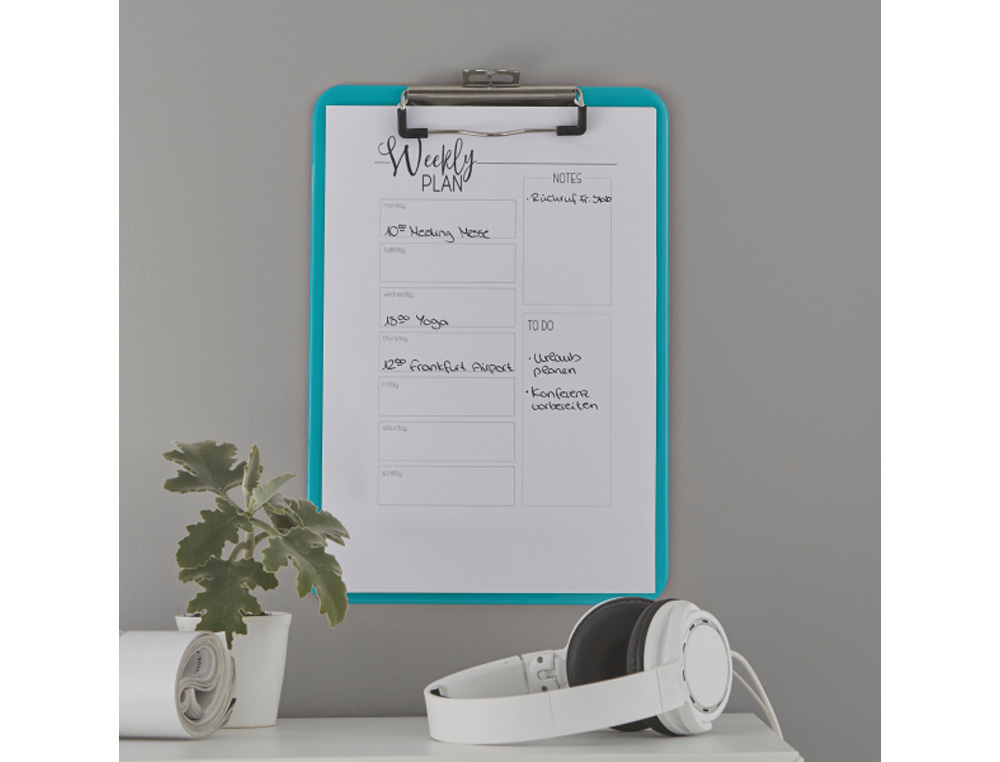 CARPETA LEITZ WOW PLASTICO RIGIDO DIN A4 CON PINZA SUPERIOR COLOR TURQUESA