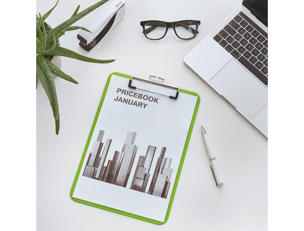CARPETA LEITZ WOW PLASTICO RIGIDO DIN A4 CON PINZA SUPERIOR COLOR VERDE