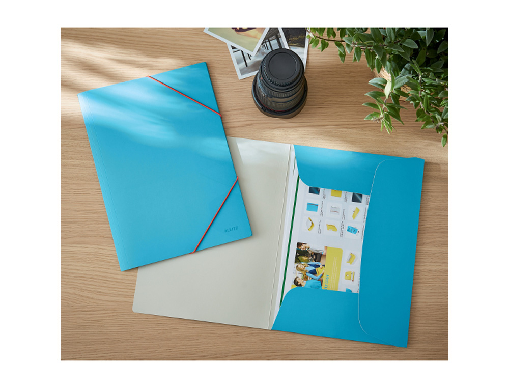 CARPETA LEITZ COSY GOMAS TRES SOLAPAS DIN A4 CARTON COLOR AZUL