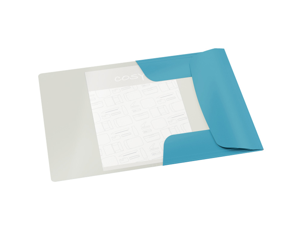 CARPETA LEITZ COSY GOMAS TRES SOLAPAS DIN A4 CARTON COLOR AZUL