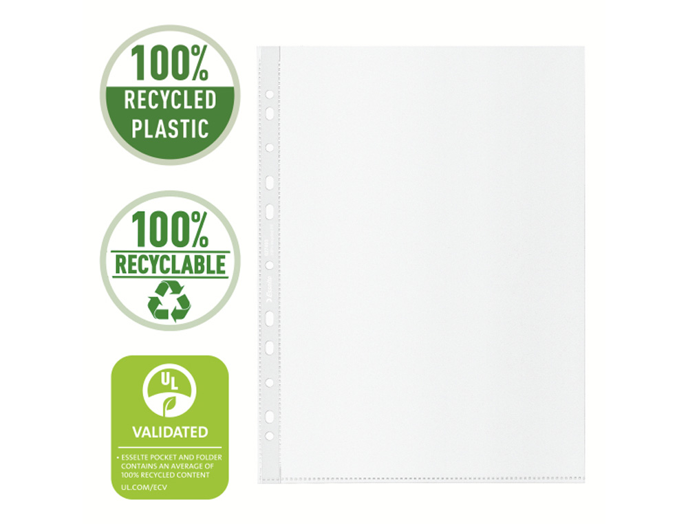 FUNDA MULTITALADRO ESSELTE POLIPROPILENO 70 MC RECICLADO PIEL DE NARANJA DIN A4 11 TALADROS CON REFUERZO CAJA DE