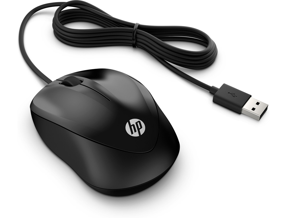 RATON HP 1000 INALAMBRICO OPTICO 1200 DPI 3 BOTENES CON CABLE COLOR NEGRO