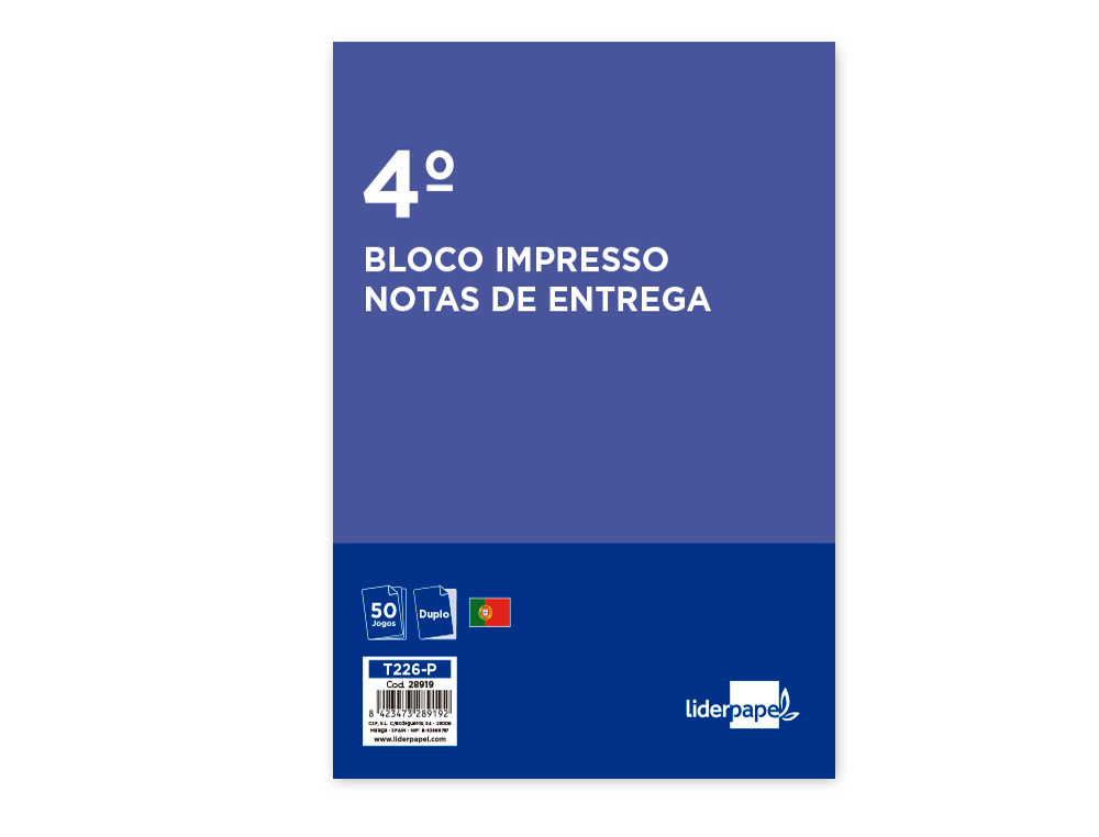 TALONARIO LIDERPAPEL ENTREGAS CUARTO 226 DUPLICADO -TEXTO EN PORTUGUES