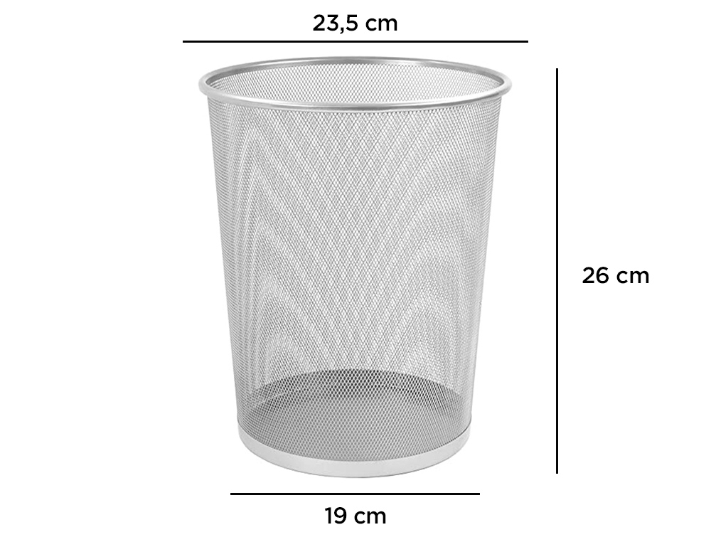 PAPELERA METALICA Q-CONNECT REJILLA GRIS 190X260X235 MM