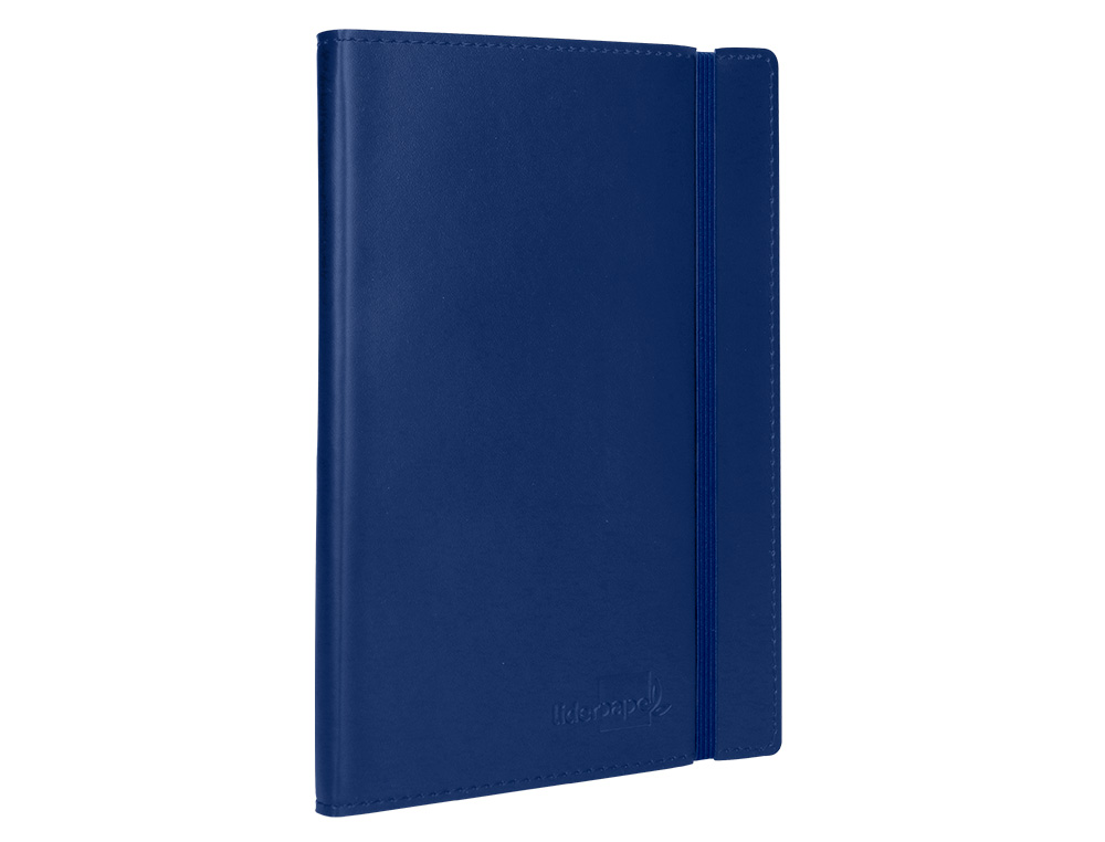 LIBRETA LIDERPAPEL SIMIL PIEL A5 120 HOJAS 70GR CUADRO 4MM SIN MARGEN AZUL