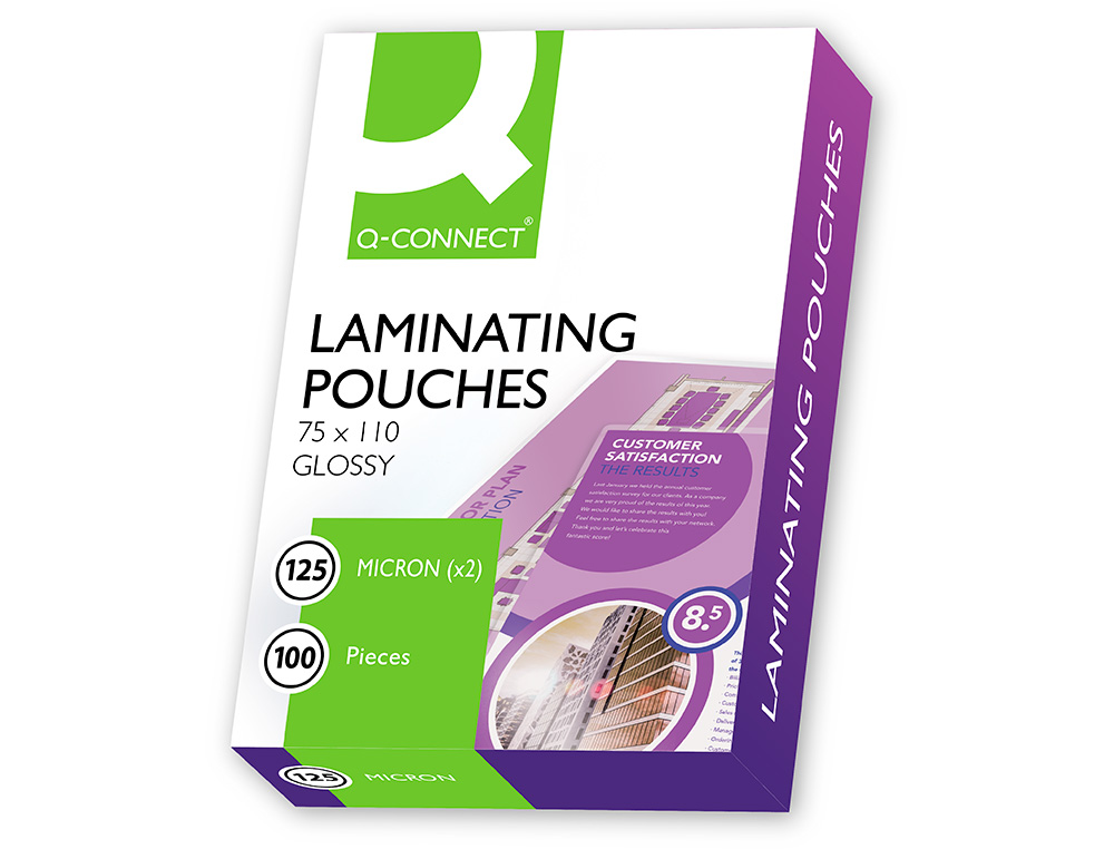 BOLSA DE PLASTIFICAR Q-CONNECT 110 X 75 MM 125 MC CARNET DE IDENTIDAD CAJA DE 100 UNIDADES
