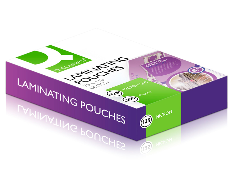 BOLSA DE PLASTIFICAR Q-CONNECT 110 X 75 MM 125 MC CARNET DE IDENTIDAD CAJA DE 100 UNIDADES