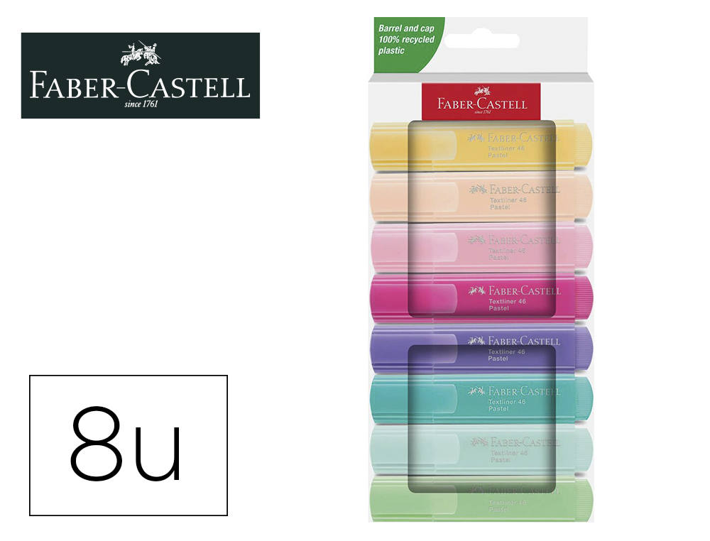 ROTULADOR FABER CASTELL FLUORESCENTE TEXTLINER 46 PASTEL ESTUCHE 8 UNIDADES COLORES SURTIDOS