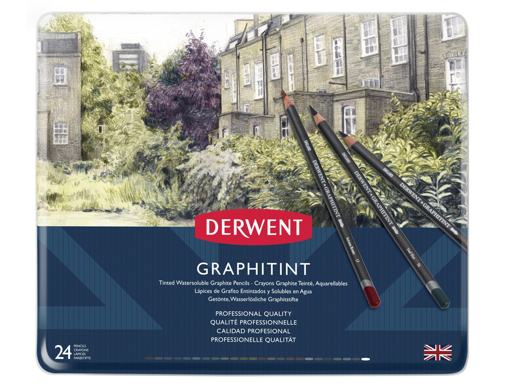 LAPICES DE GRAFITO DERWENT GRAPHTINT CAJA METALICA 24 UNIDADES