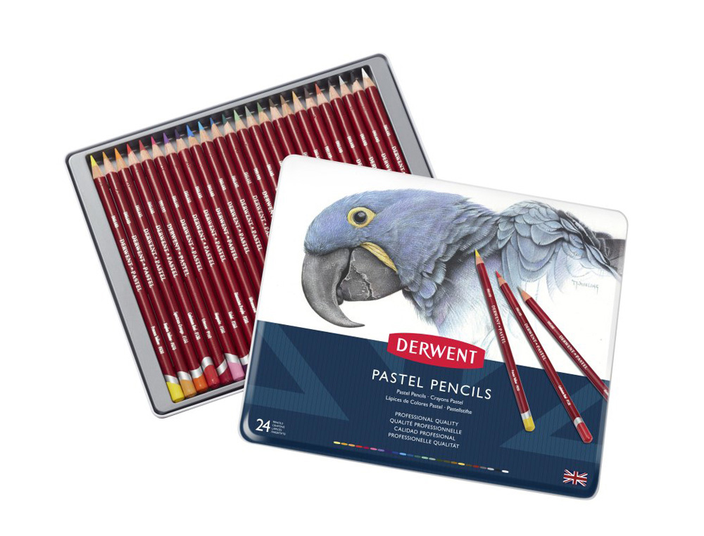 LAPICES DE COLORES DERWENT PASTEL CAJA METALICA 24 COLORES SURTIDOS