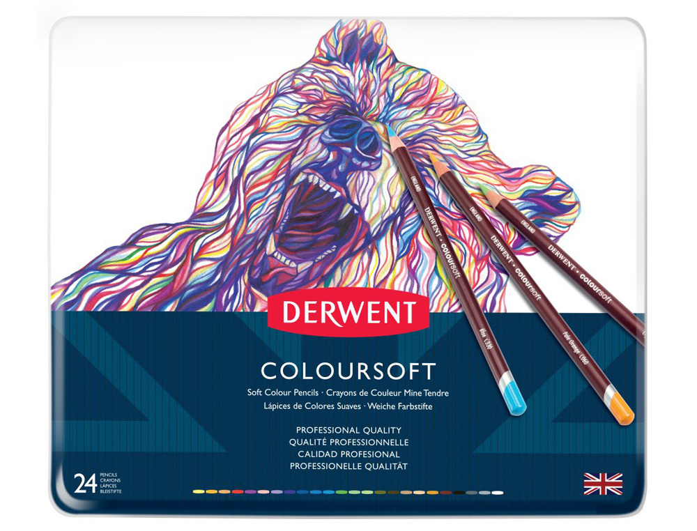 LAPICES DE COLORES DERWENT COLOURSOFT CAJA DE 24 UNIDADES COLORES SURTIDOS