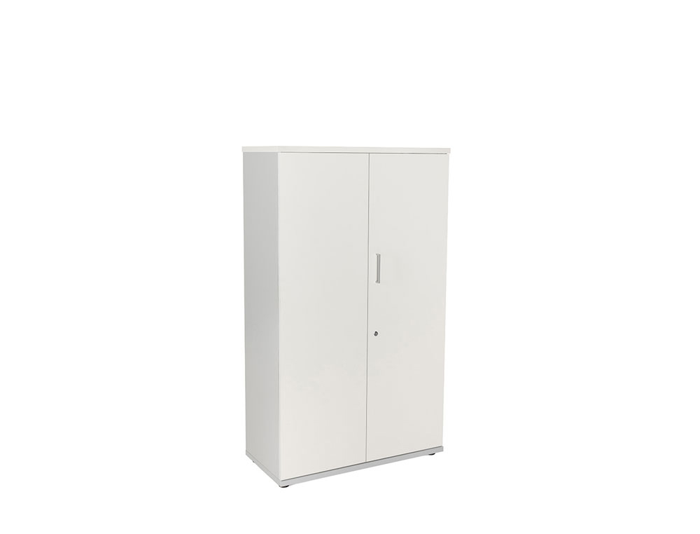 ARMARIO ROCADA CON CUATRO ESTANTES Y DOS PUERTAS SERIE STORE 156X90X45 CM ACABADO AB04 ALUMINIO/BLANCO