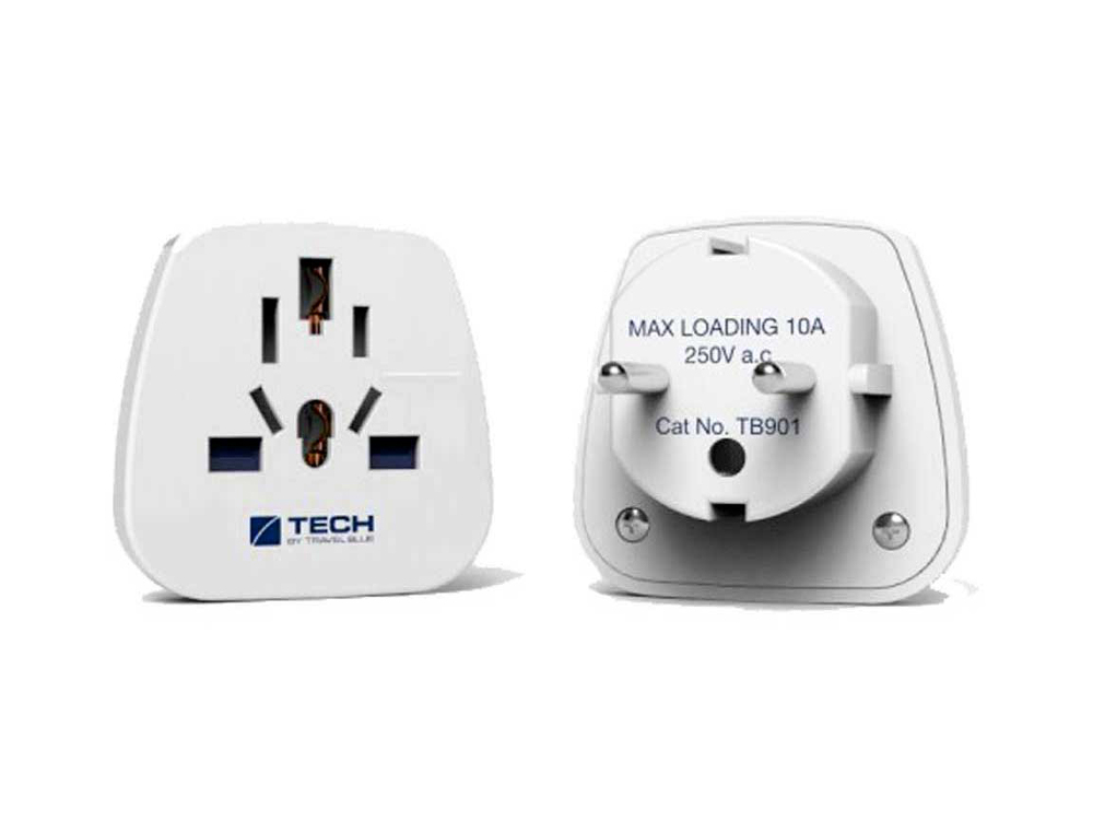 ADAPTADOR DE CORRIENTE TRAVEL BLUE VIAJE A EUROPA DE PARED 10A/250V COLOR BLANCO