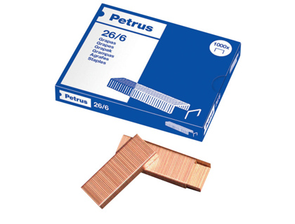 GRAPAS PETRUS N 26/6 COBREADA CAJA DE 1000 UNIDADES