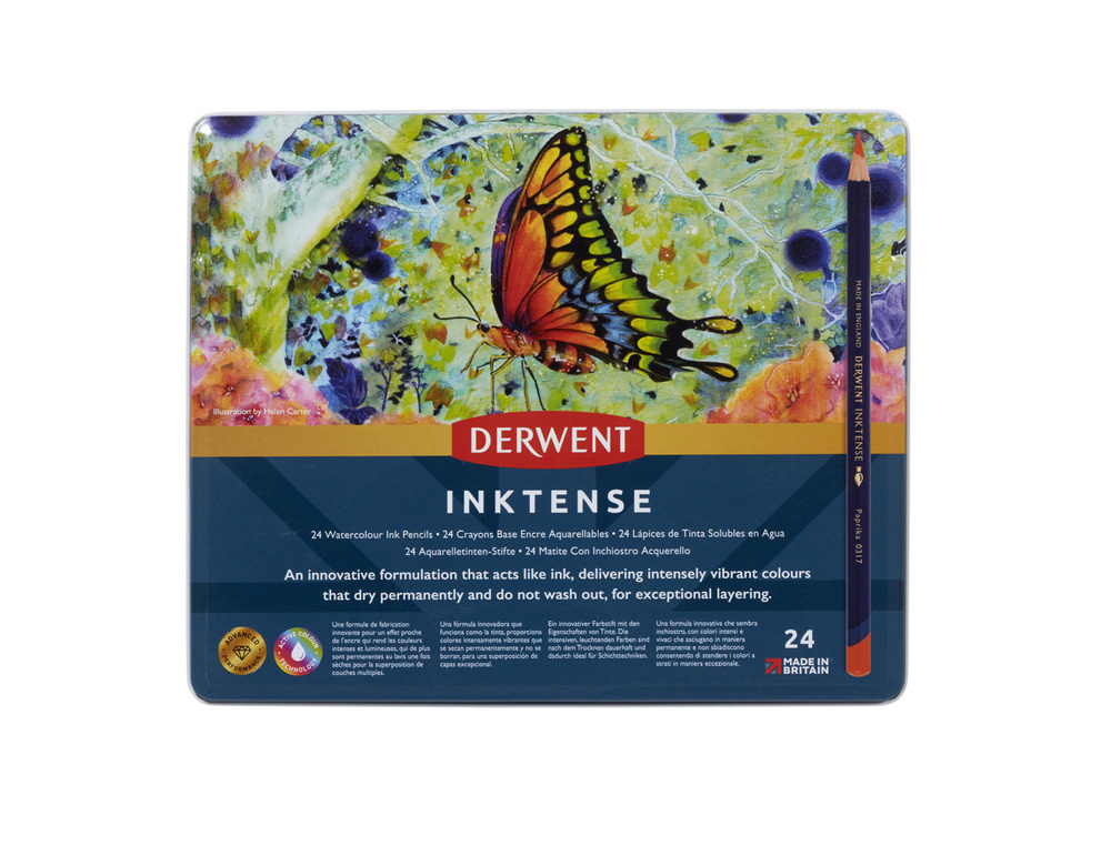 LAPICES DE COLORES DERWENT INKTENSE CAJA METALICA 24 UNIDADES COLORES SURTIDOS