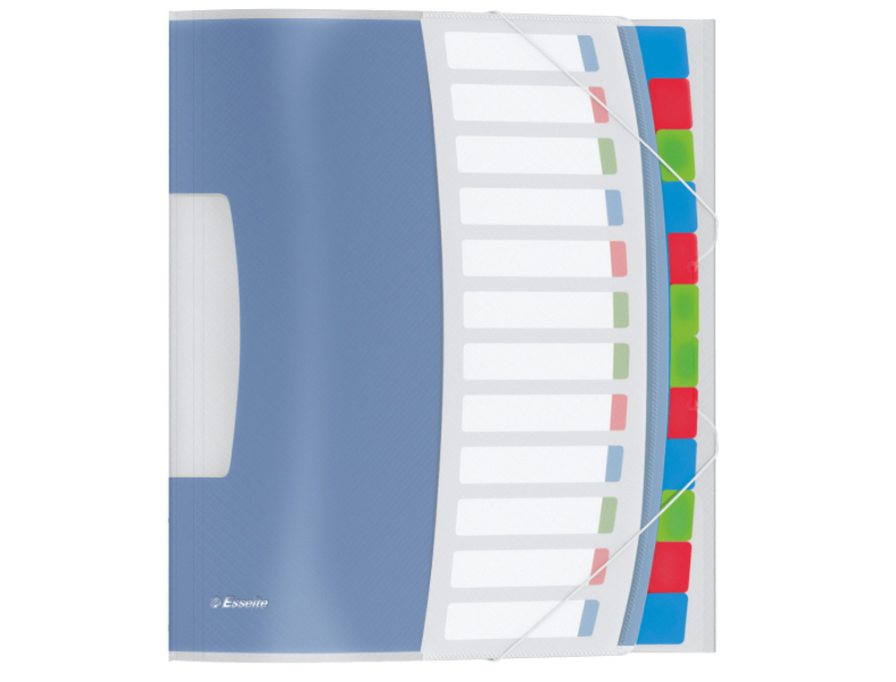 CARPETA CLASIFICADORA ESSELTE VIVIDA DIN A4 12 DEPARTAMENTOS INDICE MULTICOLOR TRANSLUCIDA