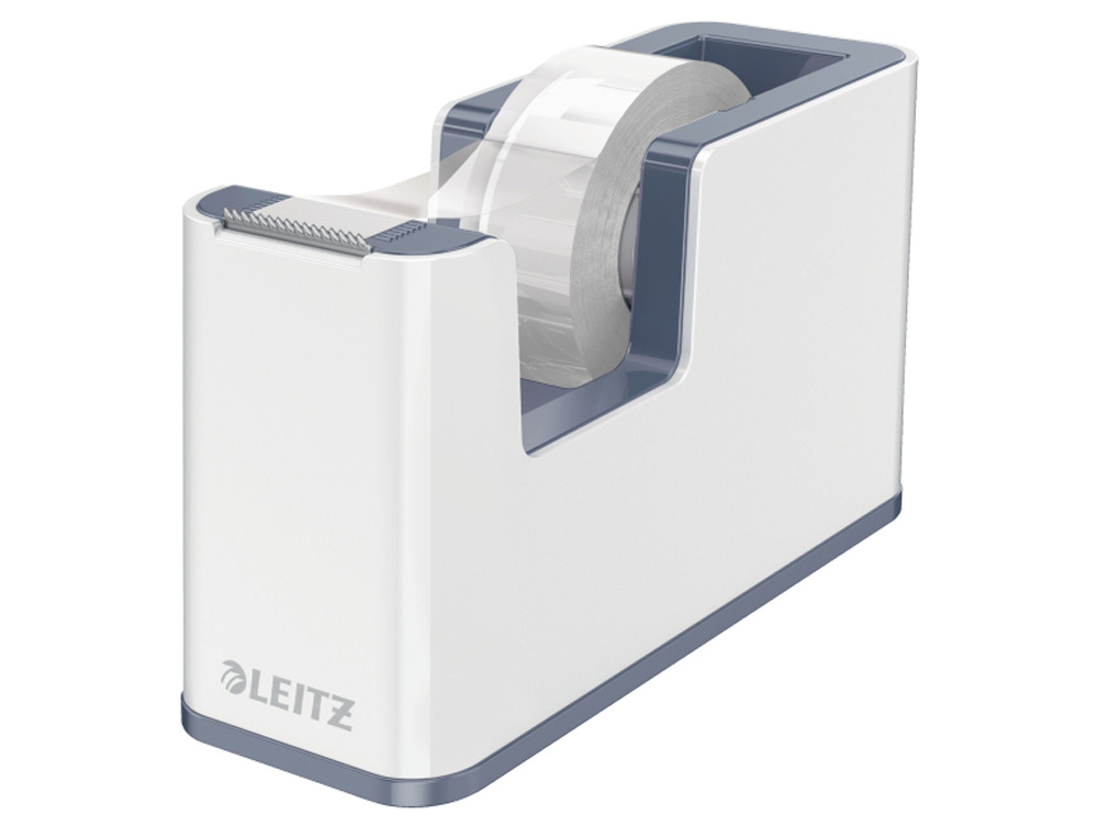 PORTARROLLO SOBREMESA LEITZ WOW DUAL PLASTICO PARA CINTAS 33 MT COLOR BLANCO/GRIS
