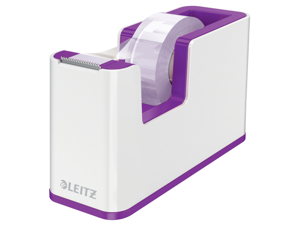 PORTARROLLO SOBREMESA LEITZ WOW DUAL PLASTICO PARA CINTAS 33 MT COLOR BLANCO/VIOLETA