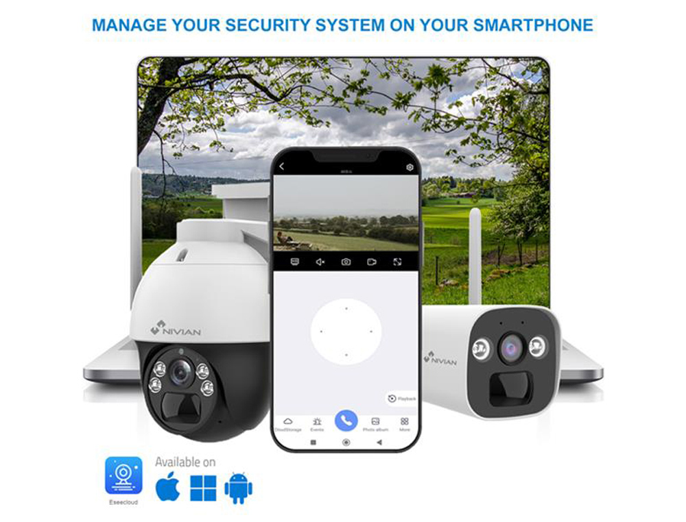 CAMARA DE VIGILANCIA NIVIAN EXTERIOR SOLAR 4G ROTATIVA 360 COLOR BLANCO