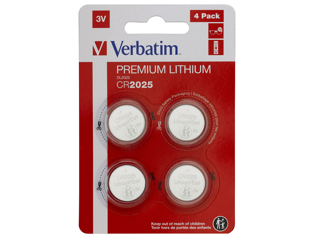 PILA BOTON VERBATIM 3V CR2025 BLISTER DE 4 UNIDADES