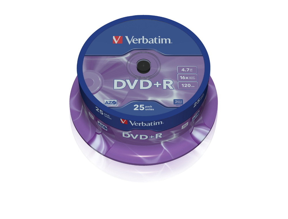 DVD+R VERBATIM 16X AZO 4,7GB TARRINA DE 25 UNIDADES