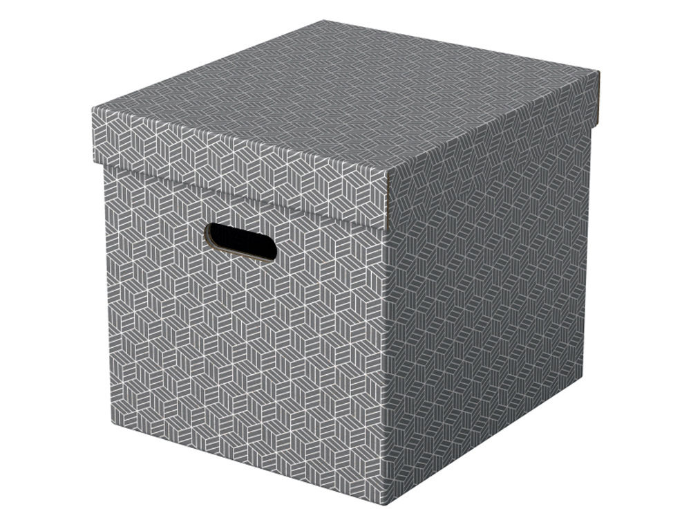 CAJA DE ALMACENAMIENTO ESSELTE CARTON CON ASAS COLOR GRIS 365X320X315 MM PACK DE 3 UNIDADES