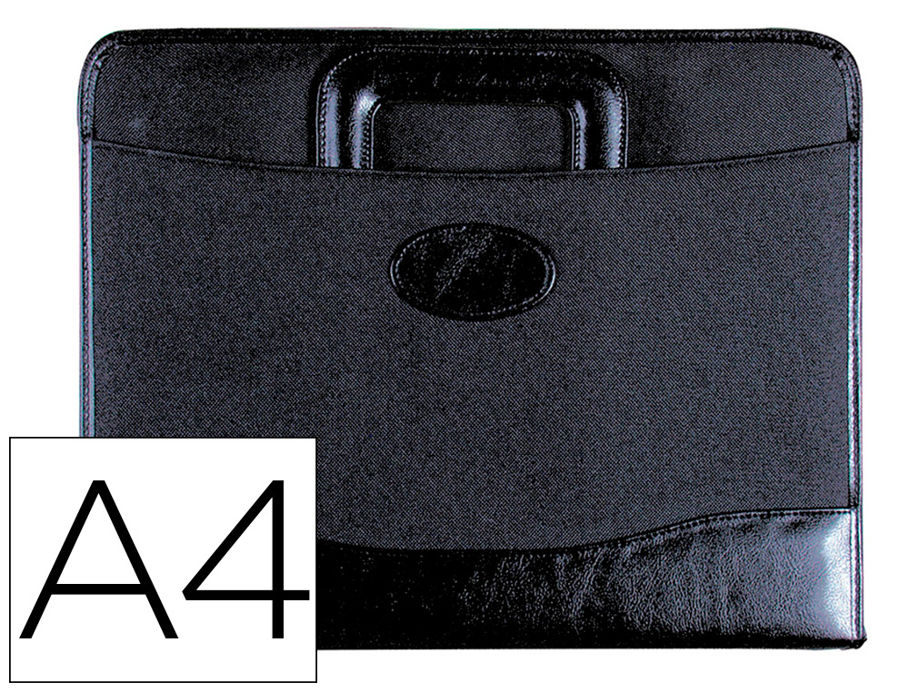 CARTERA PORTADOCUMENTOS 35-921 NEGRA 360X285 MM CON ASA 4 ANILLAS 40 MM CREMALLERA -CON DEPARTAMENTOS INTERIORES