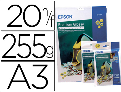 PAPEL EPSON PREMIUM GLOSSY PHOTO PAPER 255 GR PACK DE 20 HOJAS