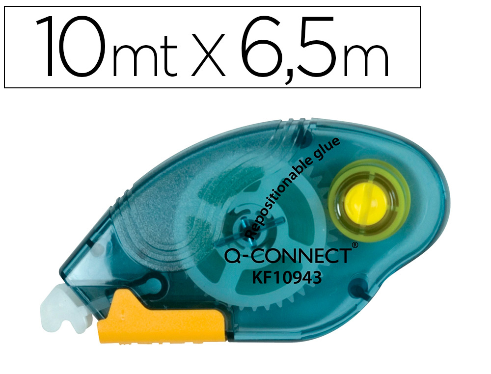 PEGAMENTO Q-CONNECT ROLLER COMPACT NO PERMANENTE 6,5 MM DE ANCHO X 10 MT UNIDAD
