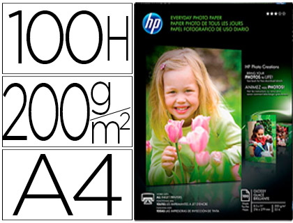 PAPEL HP PHOTO SEMI-GLOSSY DIN A4 200G/M2 PAQUETE DE 100 HOJAS
