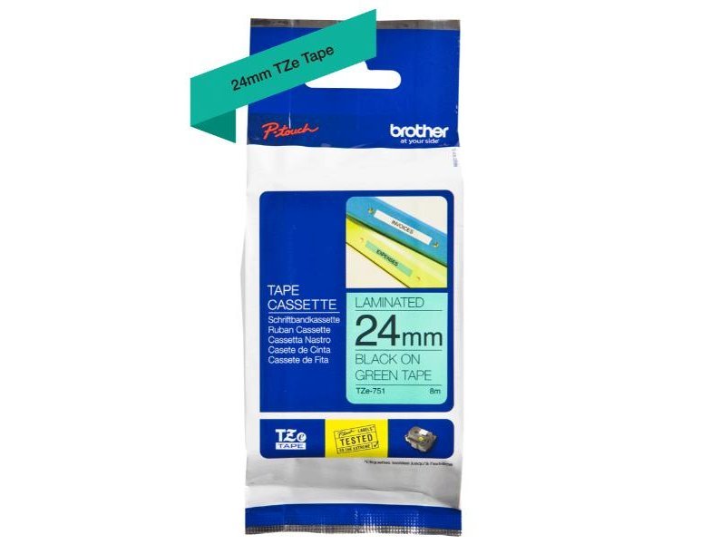 CINTA PARA ETIQUETADORES BROTHER CINTA ROTULADORA VERDE/NEGRO 24MM