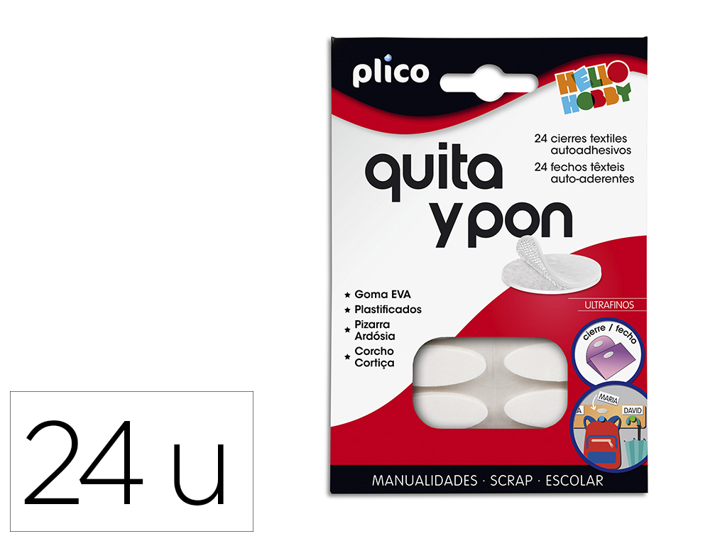 VELCRO AUTOADHESIVO OVALADO PLICO QUITA Y PON BLISTER DE 24 UNIDADES