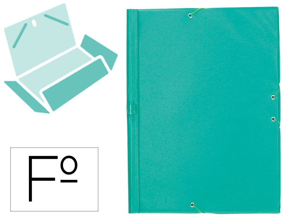 CARPETA LIDERPAPEL GOMAS PLASTICO FOLIO SOLAPAS COLOR VERDE PISTACHO