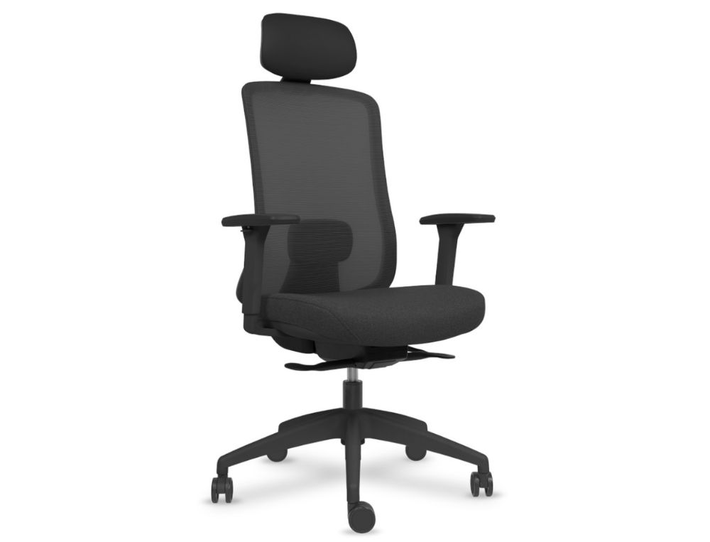 SILLA ERGONMICA LANDO NEGRA CON CABEZAL