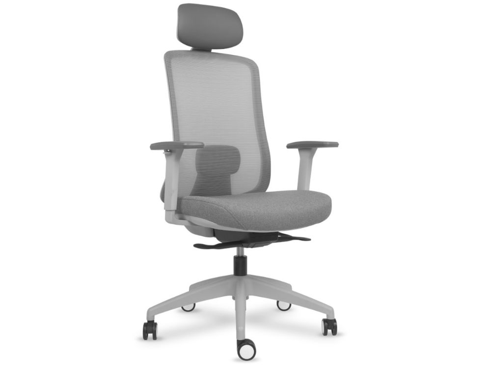 SILLA ERGONMICA LANDO GRIS CON CABEZAL